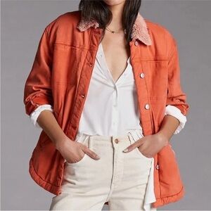 Anthropologie Pilcro Medium Orange Sherpa Jacket